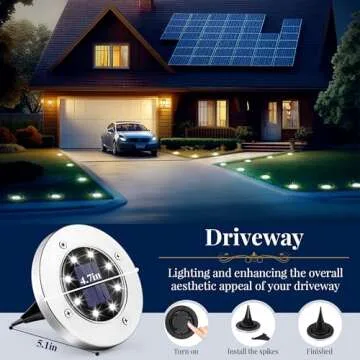 SOLPEX Solar Ground Lights, 12 Pack Solar Lights Outdoor Waterproof, 8 LED Solar Powered Landscape Lighting for Garden Yard Patio Pathway Driveway Walkway (Cool White)