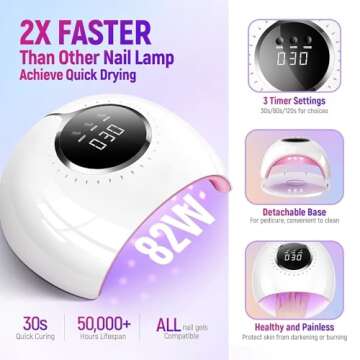 82W UV Nail Lamp - Quick Curing Light for Salon Quality Gel Nails