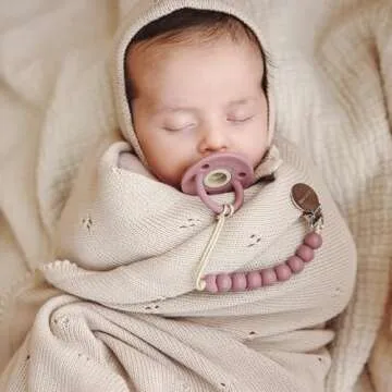 Bleu La La Organic Unisex Pointelle Receiving Swaddle Blanket for Boys & Girls - 100% Luxury Organic Soft Cotton Knit Warm Cozy Cuddle Stroller Crib Blanket for Newborns, Infants, & Toddlers (Oatmeal)