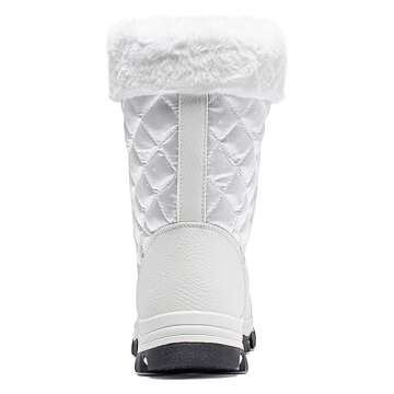 HOBIBEAR Women's Winter Snow Boots Waterproof Lightweight Warm Faux Fur Lined Mid-Calf Booties（White Size 8 Women