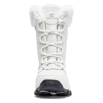 HOBIBEAR Women's Winter Snow Boots Waterproof Lightweight Warm Faux Fur Lined Mid-Calf Booties（White Size 8 Women
