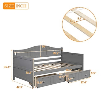 LostCat Twin Daybed with Storage Drawers for Kids