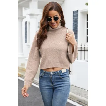 Jumppmile Women's Soft Cropped Sweater for Fall Fashion