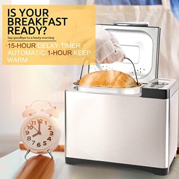 Secura Stainless Steel Bread Maker 2.2lb with 19 Settings