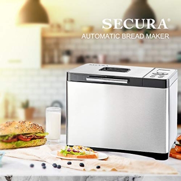 Secura Stainless Steel Bread Maker 2.2lb with 19 Settings