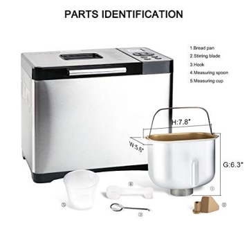 Secura Stainless Steel Bread Maker 2.2lb with 19 Settings