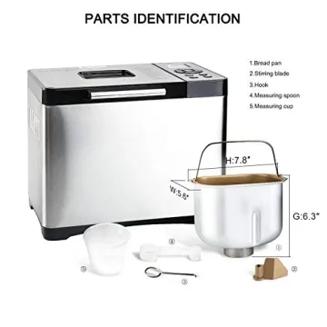 Secura Stainless Steel Bread Maker 2.2lb with 19 Settings