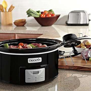 Crock-Pot SCCPVC600AS-B 6-Quart Digital Slow Cooker with iStir Stirring System, Black, 6 Qt