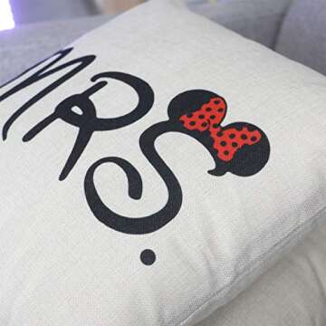 Jahosin Set of 2 Throw Pillow Covers 18 X 18 Inches,Decorative Couple-Love Cushion Case (Mr and Mrs)