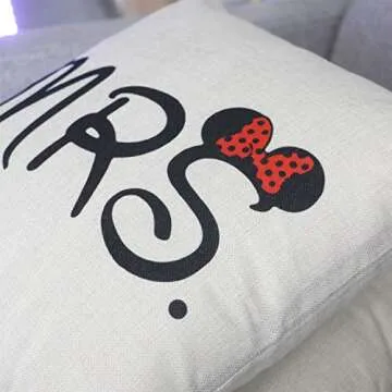 Jahosin Set of 2 Throw Pillow Covers 18 X 18 Inches,Decorative Couple-Love Cushion Case (Mr and Mrs)