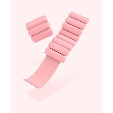 Bala Bangles - Set of 2 (2lb Each) | Adjustable Wearable Wrist & Ankle Weights | Yoga, Dance, Barre, Pilates, Cardio, Aerobics, Walking | Blush Pink