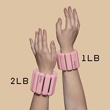 Bala Bangles - Set of 2 (2lb Each) | Adjustable Wearable Wrist & Ankle Weights | Yoga, Dance, Barre, Pilates, Cardio, Aerobics, Walking | Blush Pink