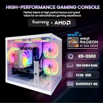 Suevery Pre Built PC Ryzen 5 5500, 16GB RAM & 512GB SSD