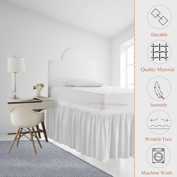 Elegant Twin XL Dorm Bed Skirt - Enhance Your College Room
