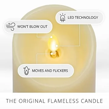 Luminara Moving Flame Ivory Candle - Realistic, Flameless Glow