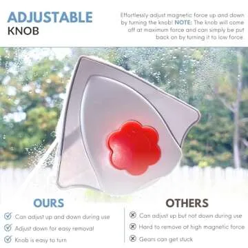 Adjustable Magnetic Window Cleaner Tool for Glass Thickness 0.1-1", Double Sided Window Cleaner, Magnetic Glass Cleaner, Outside Window Cleaner Tool Magnetic, Magnet Window Cleaner Tool