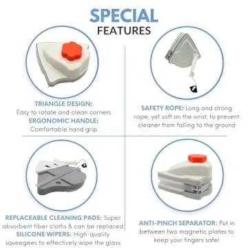 Adjustable Magnetic Window Cleaner Tool for Glass Thickness 0.1-1", Double Sided Window Cleaner, Magnetic Glass Cleaner, Outside Window Cleaner Tool Magnetic, Magnet Window Cleaner Tool