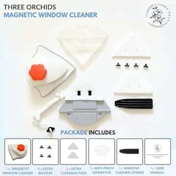 Adjustable Magnetic Window Cleaner Tool for Glass Thickness 0.1-1", Double Sided Window Cleaner, Magnetic Glass Cleaner, Outside Window Cleaner Tool Magnetic, Magnet Window Cleaner Tool