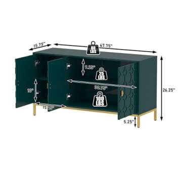 Clihome 3 Door Accent Storage Cabinet in Green