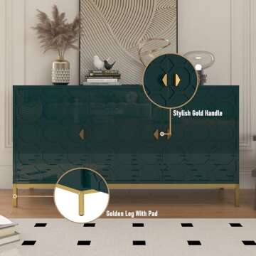 Clihome 3 Door Accent Storage Cabinet in Green