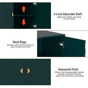 Clihome 3 Door Accent Storage Cabinet in Green