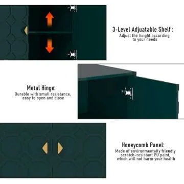 Clihome 3 Door Accent Storage Cabinet in Green