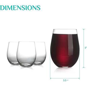 Classic Stemless Wine Glass Set of 6 - 18oz | Durable, Elegant Drinkware