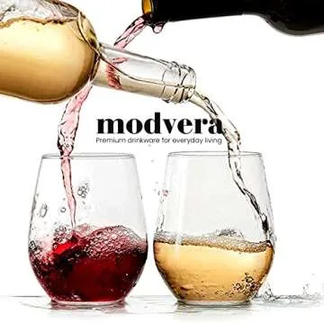Elegant Stemless Wine Glass Set of 6 - Perfect for Home