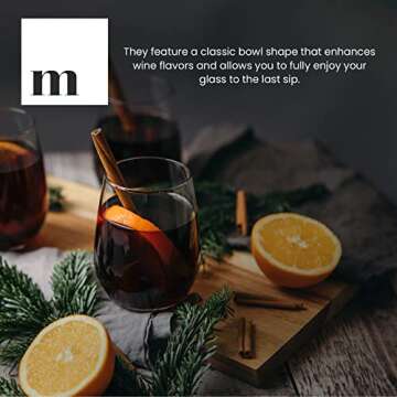 Elegant Stemless Wine Glass Set of 6 - Perfect for Home