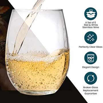Elegant Stemless Wine Glass Set of 6 - Perfect for Home
