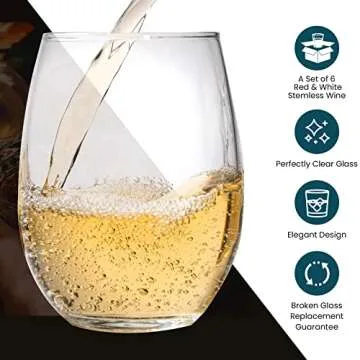 Elegant Stemless Wine Glass Set of 6 - Perfect for Home