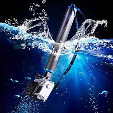 Smatree F1 Waterproof Floating Carbon Fiber Hand Grip Compatible for GoPro Hero 9, 8, 7, 6, 5, 4, 3 Plus, 3,Session,GoPro Hero (2018)/DJI OSMO Action Cameras(Upgraded Version)