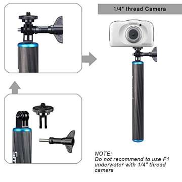 Smatree F1 Waterproof Floating Carbon Fiber Hand Grip Compatible for GoPro Hero 9, 8, 7, 6, 5, 4, 3 Plus, 3,Session,GoPro Hero (2018)/DJI OSMO Action Cameras(Upgraded Version)