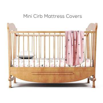 Stretchy Fitted Pack n Play Playard Sheet Set BROLEX 2 Pack Portable Mini Crib Sheets,Convertible Playard Mattress Cover,Ultra Soft Material,Pink White Arrow