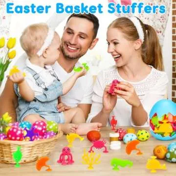 Toddler Suction Bath Toys, Ocean Animal Suction Cup Toys with Eggshell & Bag No Hole Mold Free Bathtub Shower Toy Party Favors for Kids Sensory Window Toys for 2 3 4 5 Year Old Boys Girls Easter Gifts