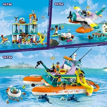 LEGO Friends Sea Rescue Boat 41734 Building Toy Set for Boys & Girls Ages 7+ Who Love The Sea, Includes 4 Mini-Dolls, a Submarine, Baby Dolphin and Toy Accessories for Ocean Life Role Play