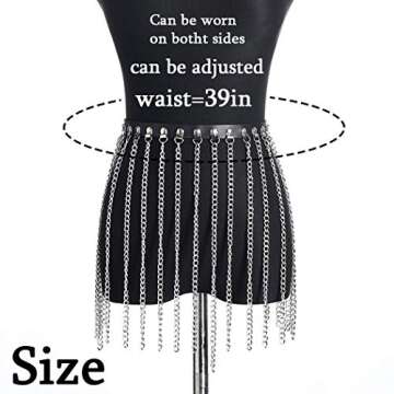 Bodiy Punk Leather Belly Chain Belt Silver Tassel Waist Chains Sexy Rave Body Chain Jewelry Accessories for Women and Girls