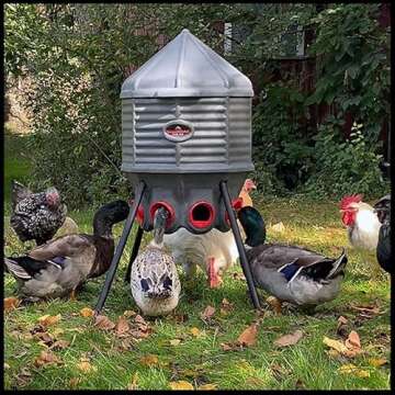 CoopWorx Poultry Feeder - 80 lb Capacity - Adjustable Height - UV Stable - Weather Resistant - 8 Feed Ports - Silo Shaped Design - Rust-Proof - Intended for Chickens/Ducks/Turkeys - Made in USA
