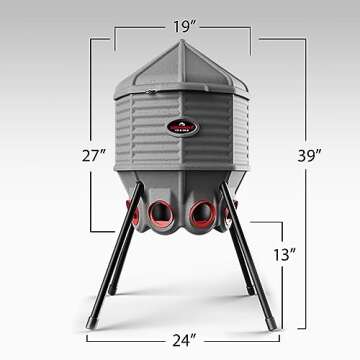 CoopWorx Poultry Feeder - 80 lb Capacity - Adjustable Height - UV Stable - Weather Resistant - 8 Feed Ports - Silo Shaped Design - Rust-Proof - Intended for Chickens/Ducks/Turkeys - Made in USA