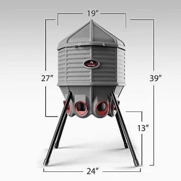 CoopWorx Poultry Feeder - 80 lb Capacity - Adjustable Height - UV Stable - Weather Resistant - 8 Feed Ports - Silo Shaped Design - Rust-Proof - Intended for Chickens/Ducks/Turkeys - Made in USA