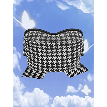 Stylish WDIRARA Houndstooth Rhinestone Crop Top for Women