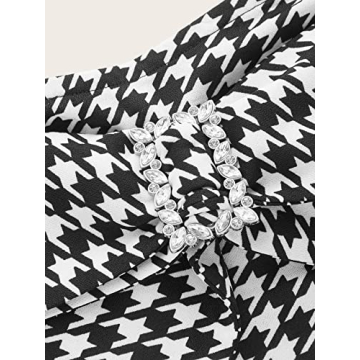 Stylish WDIRARA Houndstooth Rhinestone Crop Top for Women