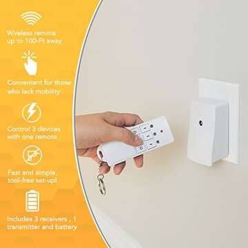 Woods 13569 13569WD Indoor Remote Controls 3PK, White/Orange