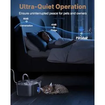 Petbank Cat Water Fountain, 108oz/3.2L Quiet Pet Water Fountain Indoor, Cat Water Fountain Stainless Steel, Water Level Window & Low Water Mark, Cat Fountain for Drinking - Water Shortage Protection