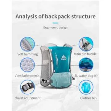 Hydration Backpack Bicycle Bag 5L Lightweight Hiking Backpack for Outdoor Hiking Climbing Running Cycling Biking Backpack with Hydration System for Men and Women (Rose Red with 1.5l Water Bladder)