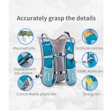 Hydration Backpack Bicycle Bag 5L Lightweight Hiking Backpack for Outdoor Hiking Climbing Running Cycling Biking Backpack with Hydration System for Men and Women (Rose Red with 1.5l Water Bladder)