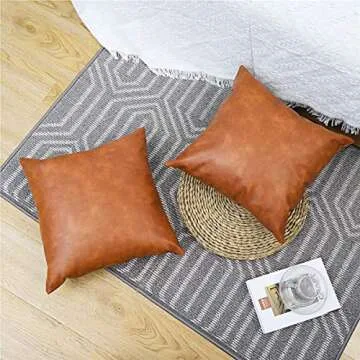 Chic Brown Faux Leather Pillow Covers 18x18 inch - 2-Pack