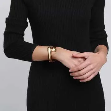 Joya Love Chunky Gold Cuff Bangle Bracelet for Women