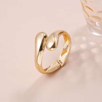 Joya Love Chunky Gold Cuff Bangle Bracelet for Women