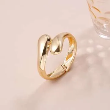 Joya Love Chunky Gold Cuff Bangle Bracelet for Women